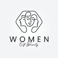 beauty women line art logo vector illustration design