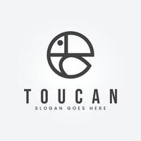 toucan simple line icon circle logo vector design