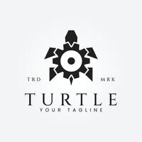 Gear combination with turtle body, template vector logo design