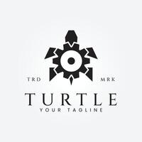 Gear combination with turtle body, template vector logo design