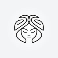 beautiful girl, beauty care clinic simple minimal icon logo sign , beauty woman vector illustration design