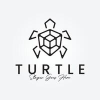 Turtle line art logo vector illustration design with shield shaped shell