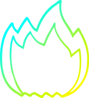 cold gradient line drawing of a cartoon open flame png