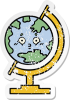 verontruste sticker van een schattige cartoonbol van de wereld png