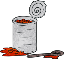 hand drawn textured cartoon doodle of an opened can of beans png