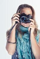 Girl with Camera in her Hands photo