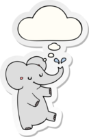 tekenfilm dansen olifant met gedachte bubbel net zo een gedrukt sticker png