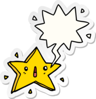 cute cartoon star with speech bubble sticker png