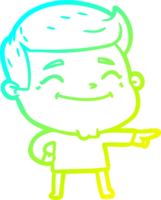 cold gradient line drawing of a happy cartoon man png