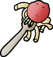 gradient illustration cartoon spaghetti and meatballs on fork png