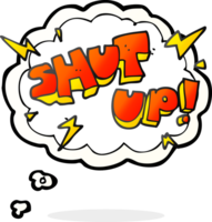 hand drawn thought bubble cartoon shut up symbol png