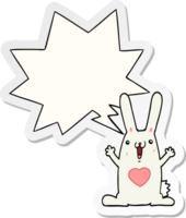 cartoon rabbit in love with speech bubble sticker png