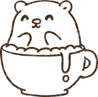 desenho a carvão de urso de café png