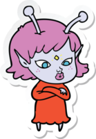 sticker of a pretty cartoon alien girl png