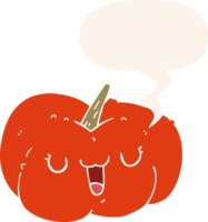 dessin animé citrouille avec discours bulle dans rétro style png