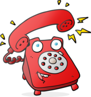 hand drawn cartoon ringing telephone png