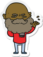 sticker of a cartoon dismissive man with beard frowning png