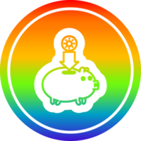 Schweinchen Bank kreisförmig Symbol mit Regenbogen Gradient Fertig png