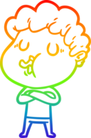 rainbow gradient line drawing of a cartoon man singing png