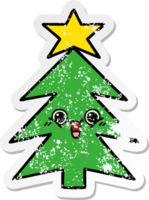 distressed sticker of a cute cartoon christmas tree png