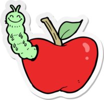 sticker of a cartoon apple with bug png