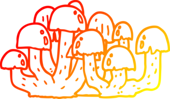 warm gradient line drawing of a cartoon mushroom png