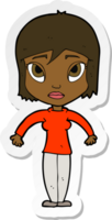 sticker of a cartoon woman shrugging shoulders png