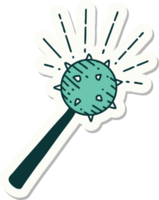 sticker of a tattoo style medieval mace png