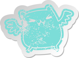 distressed old cartoon sticker of a kawaii cute bat png