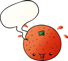 cartoon orange with speech bubble in smooth gradient style png