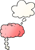 cartoon brain with thought bubble in smooth gradient style png