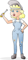 hand drawn cartoon female mechanic png