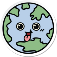 pegatina de un lindo planeta tierra de dibujos animados png