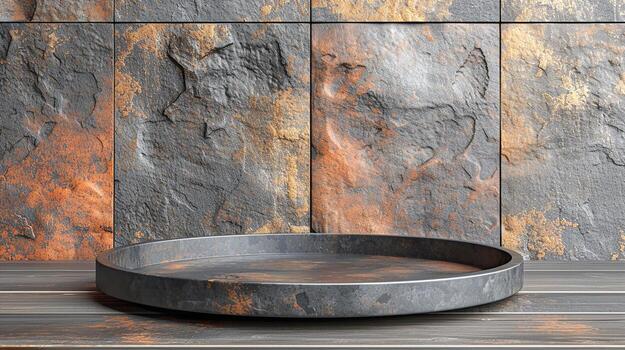 AI generated 3d illustration empty podium with abstact background very realistic front view mock up photo