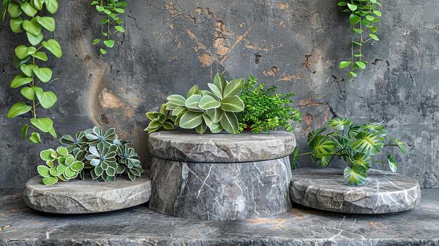 AI generated 3d illustration empty podium with abstact background very realistic front view mock up photo