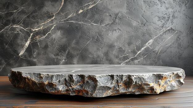 AI generated 3d illustration empty podium with abstact background very realistic front view mock up photo