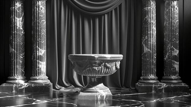 AI generated 3d illustration empty podium with abstact background very realistic front view mock up photo