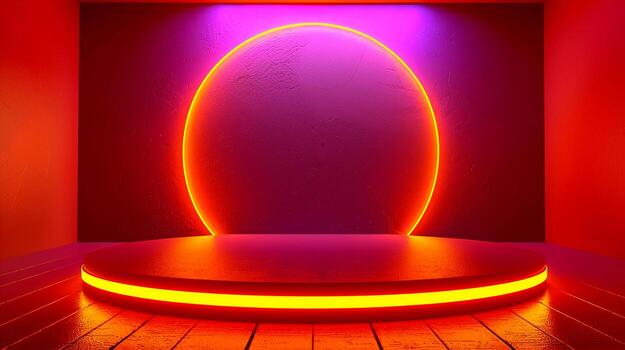 AI generated 3d illustration empty podium with abstact background very realistic front view mock up photo