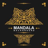 Golden frame with mandala art background. free vector