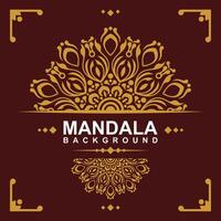 Golden frame with mandala art background. free vector