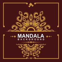 Golden frame with mandala art background. free vector