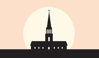 silhouette of church building architecture vector illustration