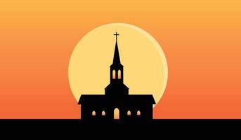 silhouette of church building architecture vector illustration