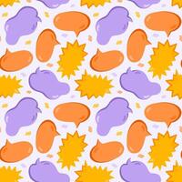 Cute seamless pattern with hand drawn speech bubbles. Backdrop with doodle Oval, round, square, cloud, heart shaped chat cloudsfor text, talk phrases, information. Background for teen design template. vector