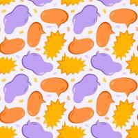 Cute seamless pattern with hand drawn speech bubbles. Backdrop with doodle Oval, round, square, cloud, heart shaped chat cloudsfor text, talk phrases, information. Background for teen design template. vector