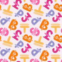 Playful simple seamless pattern with different international currency symbols. Bright background with hand drawn doodle of money signs in naive style for wrapping paper, background, fabric, scrapbook. vector