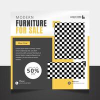 Minimalist modern furniture social media promotion template vector