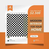 Interior furniture home social media post design vector