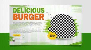 delicioso hamburguesa sitio web promoción bandera diseño modelo vector