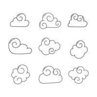 Cloud doodle line vector illustration